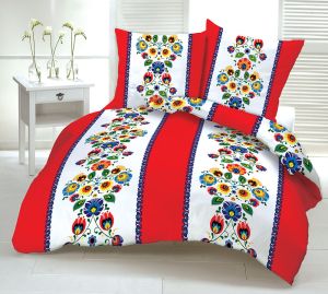 czerwona pościel bawełniana łowicka 160x200 PREMIUM