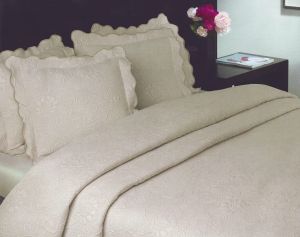 narzuta na łóżko żakardowa FLOWER (2)x70x160+170x210 ECRU GRENO