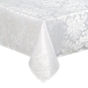 obrus TESSA 160x300+40x140 BIAŁO-SREBRNY EUROFIRANY