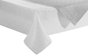 obrus SUE V 160x300+40x140 BIAŁO-SREBRNY EUROFIRANY