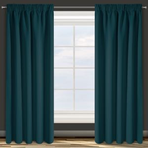 ciemno turkusowa gotowa zasłona zaciemniająca PARISA 135x270 na taśmie