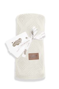 kremowy bambusowy kocyk dziecięcy 80x100 MAYA MOO 04 