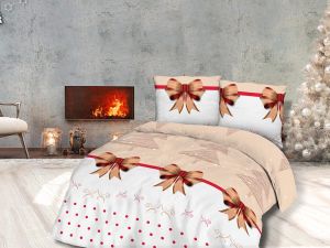 złote kokardki pościel flanelowa 220x200 100% BAWEŁNY 31483-2