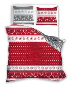 czerwono szara pościel świąteczna 220x200 bawełniana SCANDIC 029