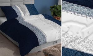 granatowa pościel z satyny bawełnianej silver 160x200 3910A