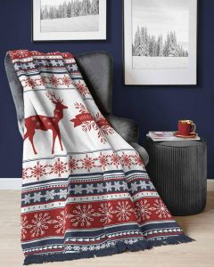 renifery koc bawełniano akrylowy 150x200 z frędzlami fashion collection 104 JB DETEXPOL