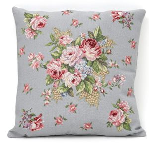 róża szara poszewka dekoracyjna gobelin 45x45 IRYS