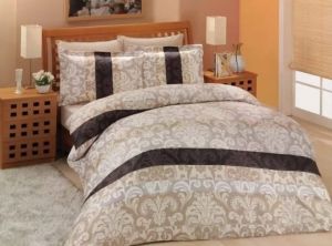 kawowa pościel z satyny bawełnianej CLASICO 220x200