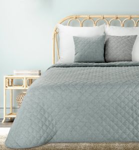 miętowa narzuta o lnianej strukturze 170x210 LEN 1 EUROFIRANY