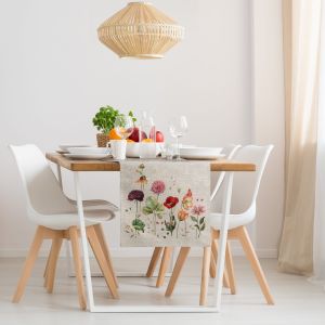 popielaty obrus gobelin szarfa kwiaty 45x140 EUROFIRANY