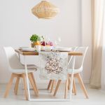 fioletowy obrus gobelin szenilowy szarfa kwiaty 45x140 EUROFIRANY