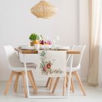 naturalny obrus gobelin szenilowy szarfa kwiaty 45x140 EUROFIRANY