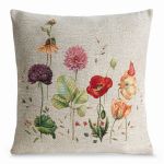 popielata poszewka dekoracyjna gobelinowa tkana kwiaty 45x45 EUROFIRANY
