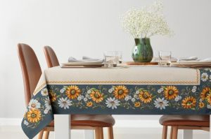 niebieski obrus gobelin słoneczniki 45 140x180 EUROFIRANY