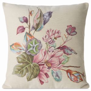 naturalna poszewka dekoracyjna gobelinowa tkana kwiaty 1215 45x45 EUROFIRANY