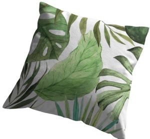 zielone liście poszewka 45x45 kanwas o grubym splocie do salonu i ogrodu