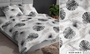 monstera pościel z motywem florystycznym z satyny bawełnianej silver collection 4436B