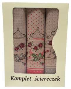 dzbanki komplet ścierek kuchennych pudełko