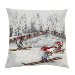 krasnale na nartach poszewka dekoracyjna gobelin 45x45 IRYS