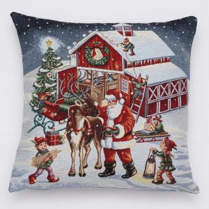 fabryka świętego mikołaja poszewka dekoracyjna gobelin 45x45 IRYS