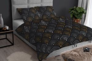 grafitowa pościel z satyny bawełnianej 220x200 ze złotym akcentem