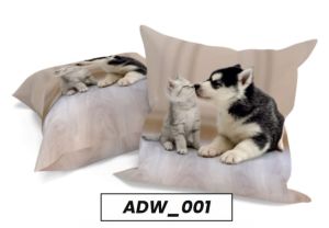 piesek husky z kotkiem poszewka mikrofibra 40x40