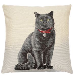 kot czarny poszewka dekoracyjna gobelin 45x45 IRYS