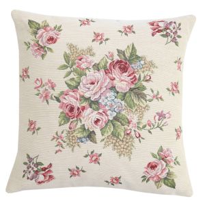 róża beżowa poszewka dekoracyjna gobelin 45x45 IRYS