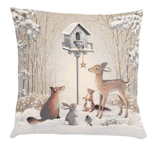 zimowe zwierzęta poszewka dekoracyjna gobelin 45x45 IRYS