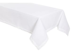 biały obrus len z koronką MESA
