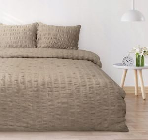 kawowy beż pościel satyna gofrowana bez prasowania MATEX 