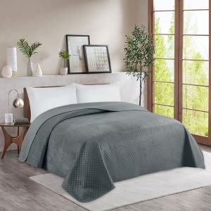 stalowy komplet narzut velvet GREY 41 160x210+2 fotele 70x160 MESA