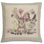 zając beżowa kratka poszewka dekoracyjna gobelin 45x45 IRYS