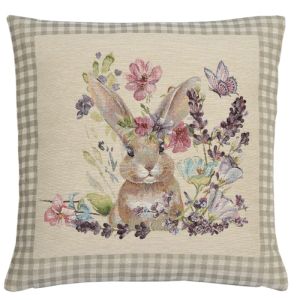 zając beżowa kratka poszewka dekoracyjna gobelin 45x45 IRYS