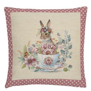 zając różowe kropki poszewka dekoracyjna gobelin 45x45 IRYS