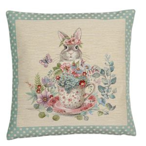 zając zielone kropki poszewka dekoracyjna gobelin 45x45 IRYS