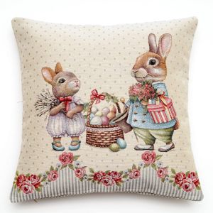 zając w paski poszewka dekoracyjna gobelin 45x45 IRYS