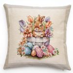 zając w kwiatach poszewka dekoracyjna gobelin 45x45 IRYS