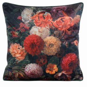 ciemno zielono pomarańczowa poszewka velvet 110 dekoracyjna 45x45 EUROFIRANY