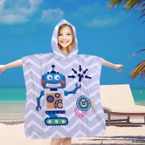 robot poncho ręcznik z mikrofibry plażowy dla dzieci z kapturkiem 60x60 COTTON WORLD