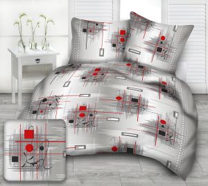 szaro czerwona pościel bawełniana gamer 160x200 PREMIUM POLSKA 