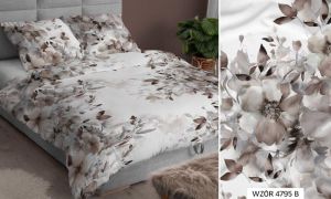 beżowe malowane kwiaty pościel z satyny bawełnianej 4795B