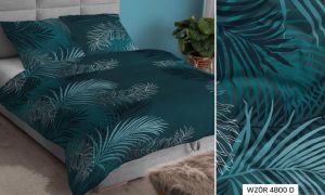 turkusowe liście pościel z motywem florystycznym z satyny bawełnianej silver collection 4800D