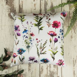 kwiaty polne poszewka dekoracyjna satyna bawełniana 40x40 MARKIZETA