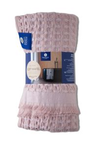 różowy bambusowy ręcznik wafel soft z frędzlami 80x160 TEXPOL