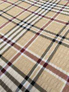 beżowa krata pościel kora bawełniana 160x200 PREMIUM 22421-1