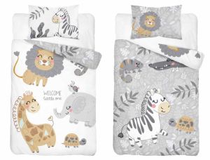 wesołe zoo pościel bambusowa 100x135 + 40x60 do łóżeczka 3959B