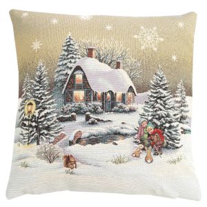 zimowy domek poszewka dekoracyjna gobelin 45x45 IRYS 