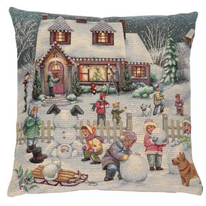 zabawa na śniegu poszewka dekoracyjna gobelin 45x45 IRYS