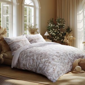 beżowe kwiaty pościel z satyny bawełnianej 535